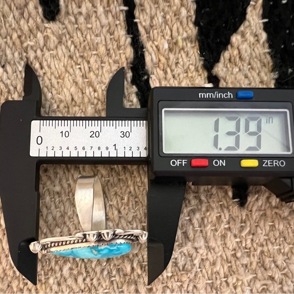 ❤️ White Water Turquoise Navajo Artisan Adjustable 1.39”L Ring 13.5G Brushed 925 - Picture 10 of 13